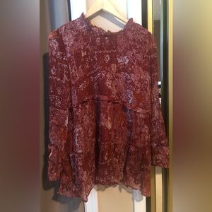 Soft Surroundings ✨- EUC- Long Sleeved Beautiful Rustic Red Blouse cottagecore
